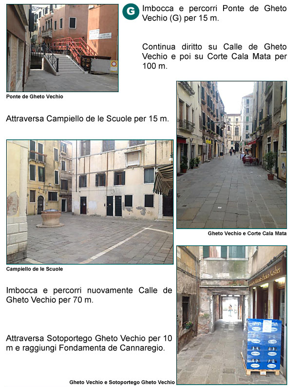 Ponte e Calle del Ghetto Vecchio, Corte Cala Mata, Campiello delle Scuole, Sottoportico del Ghetto Vecchio