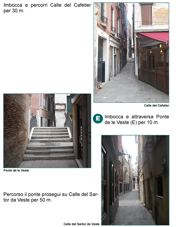 Calle del Cafetier, Ponte delle Veste, Calle del Sartor da Veste