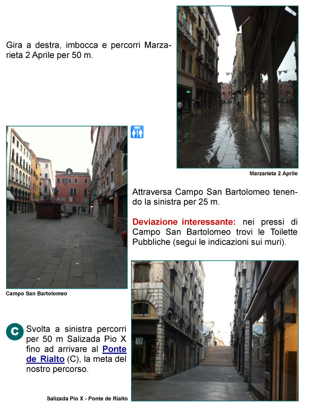 Marzarieta 2 Aprile, Campo San Bartolomeo, Salizada Pio X, Ponte di Rialto, Canal Grande
