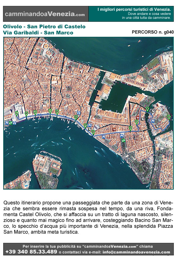 Vista satellitare di Venezia e dell'intero itinerario g036 dall'Olivoso-San Piero a Piazzetta San Marco