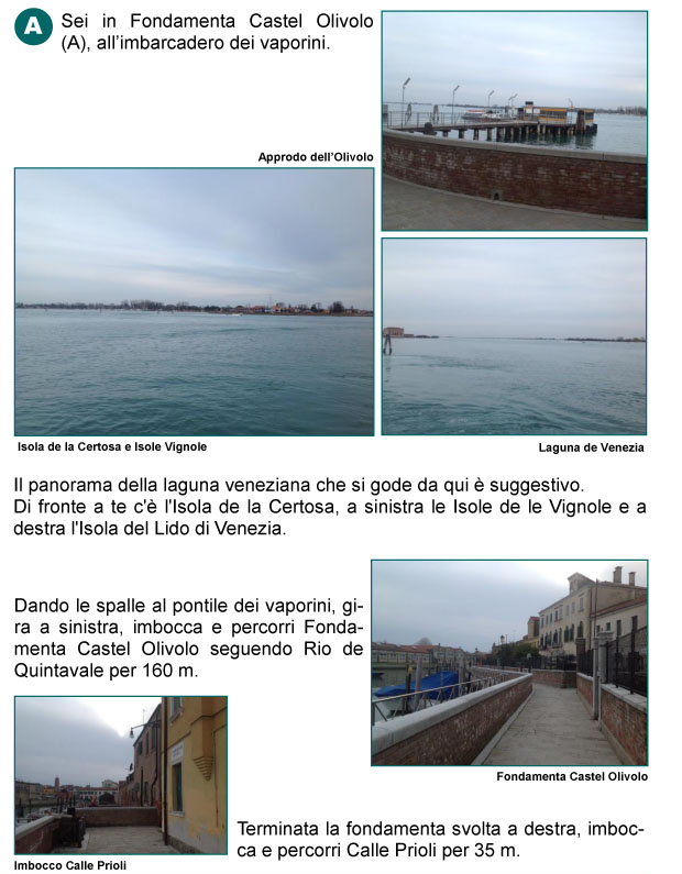 Fondamenta Castel Olivolo, panorama, laguna di Venezia, isole del Lido, Certosa, Vignole, Rio di Quintavale, Calle Prioli